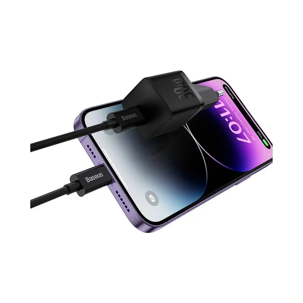 Baseus GaN5 30W USB-C nástěnná nabíječka (černá)