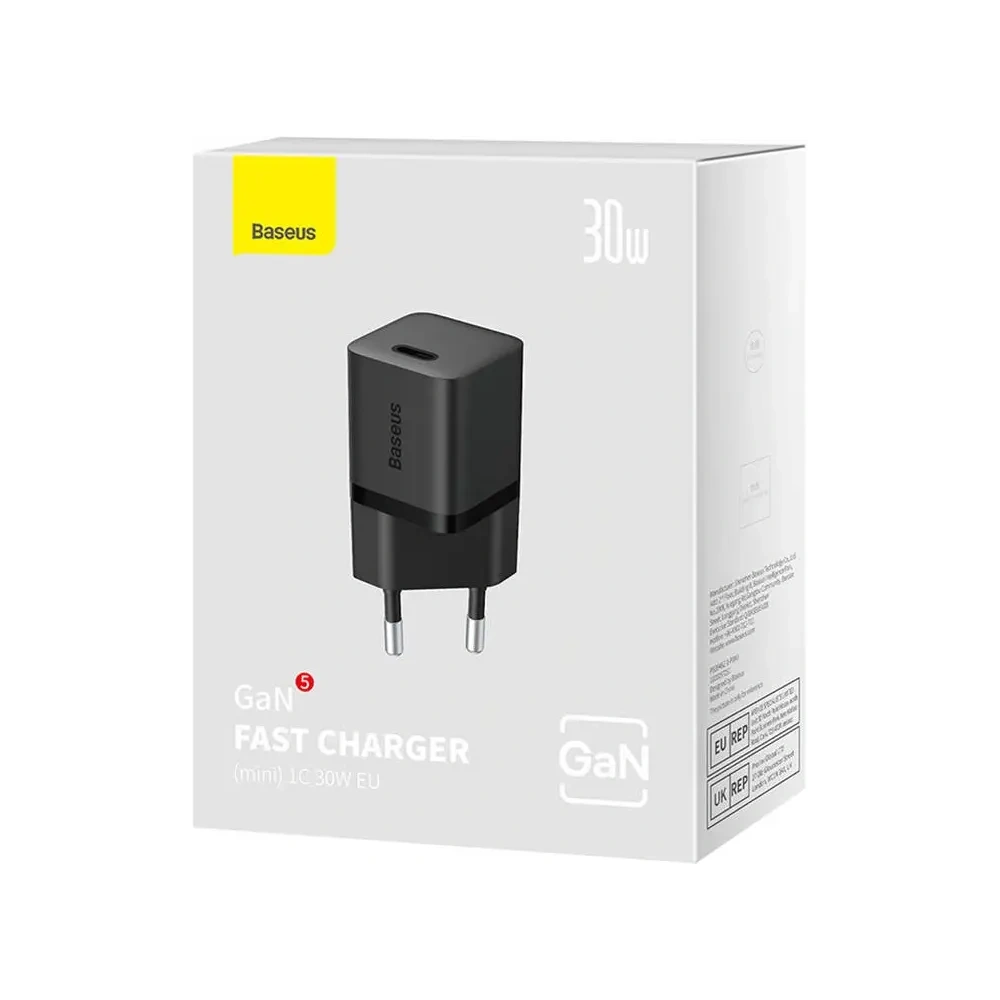 Baseus GaN5 30W USB-C nástěnná nabíječka (černá)