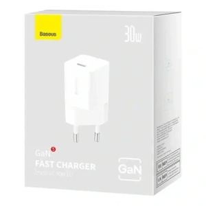 Baseus GaN5 30W USB-C nástěnná nabíječka (bílá)