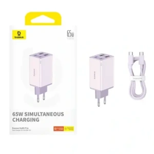 Baseus GaN6 Pro 2xUSB-A, 2xUSB-C, 65W Nástěnná nabíječka (fialová)