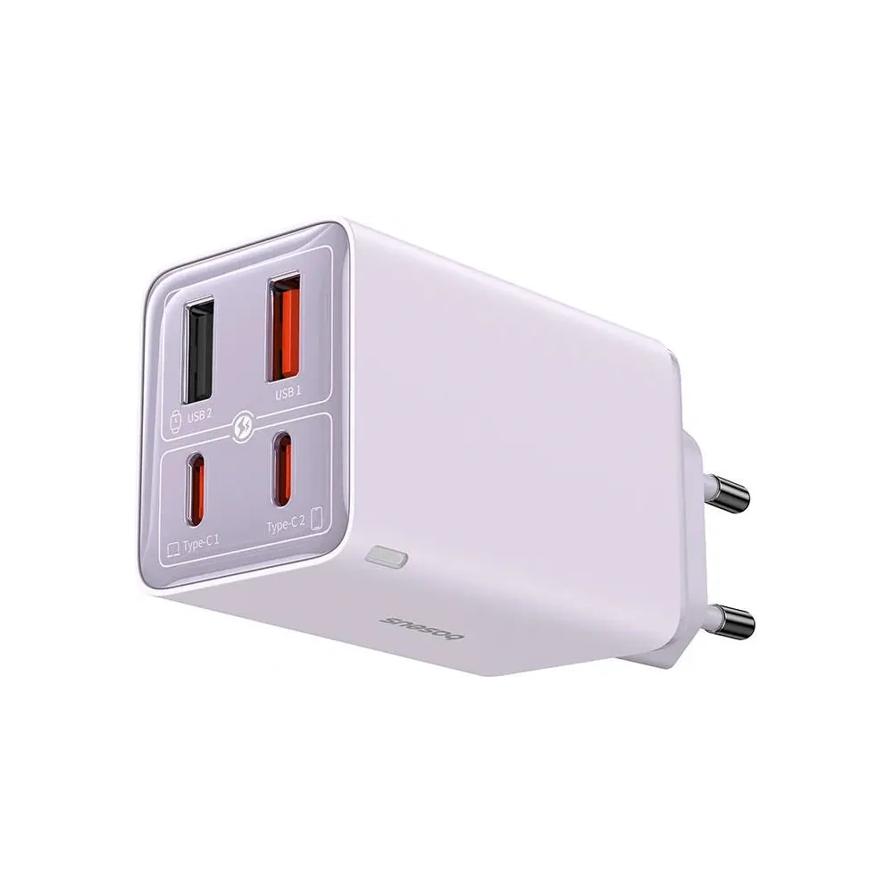 Baseus GaN6 Pro 2xUSB-A, 2xUSB-C, 65W Nástěnná nabíječka (fialová)