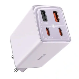 Baseus GaN6 Pro 2xUSB-A, 2xUSB-C, 65W Nástěnná nabíječka (fialová)