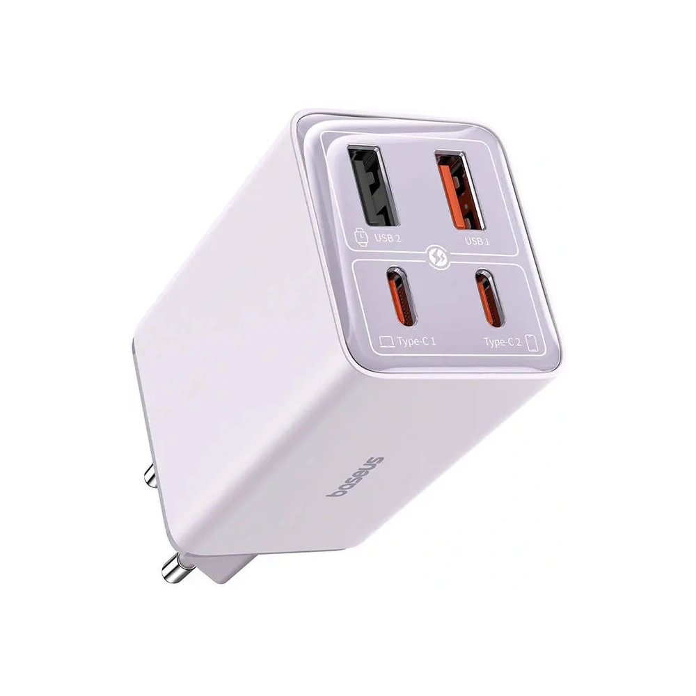 Baseus GaN6 Pro 2xUSB-A, 2xUSB-C, 65W Nástěnná nabíječka (fialová)
