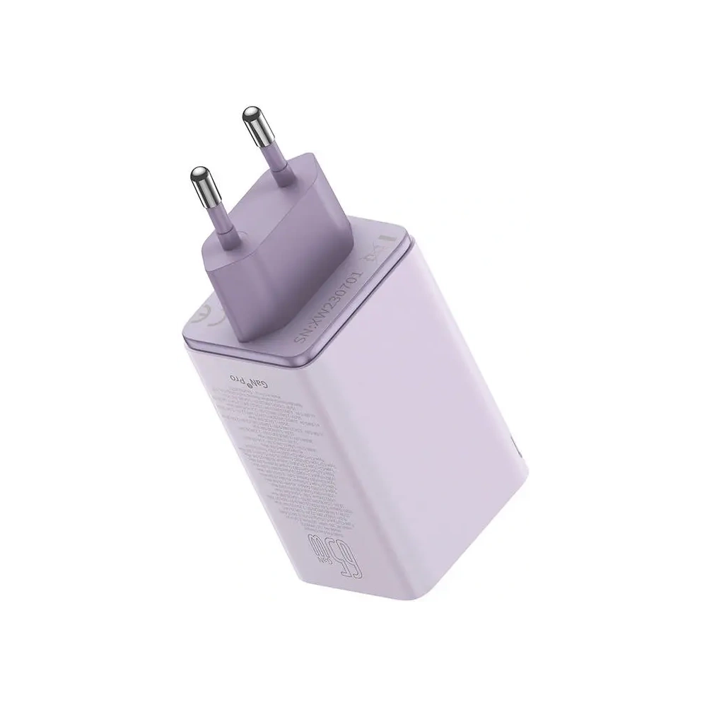 Baseus GaN6 Pro 2xUSB-A, 2xUSB-C, 65W Nástěnná nabíječka (fialová)