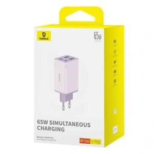 Baseus GaN6 Pro 2xUSB-A, 2xUSB-C, 65W Nástěnná nabíječka (fialová)