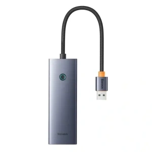 Baseus UltraJoy Series Lite Hub 4-Port USB-A / 3xUSB-A 3.0, RJ45, USB-C 5V (šedá)