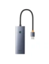 Baseus UltraJoy Series Lite Hub 4-Port USB-A / 3xUSB-A 3.0, RJ45, USB-C 5V (šedá)