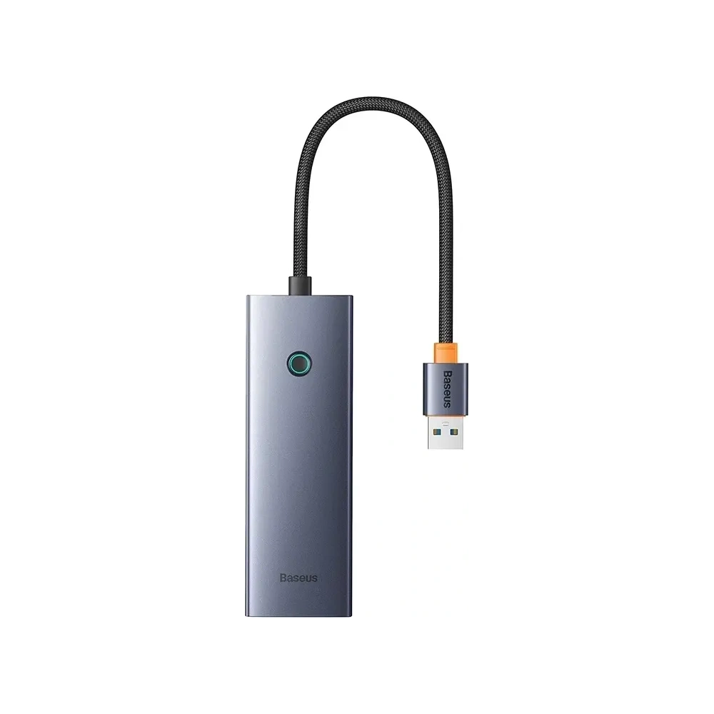 Baseus UltraJoy Series Lite Hub 4-Port USB-A / 3xUSB-A 3.0, RJ45, USB-C 5V (šedá)