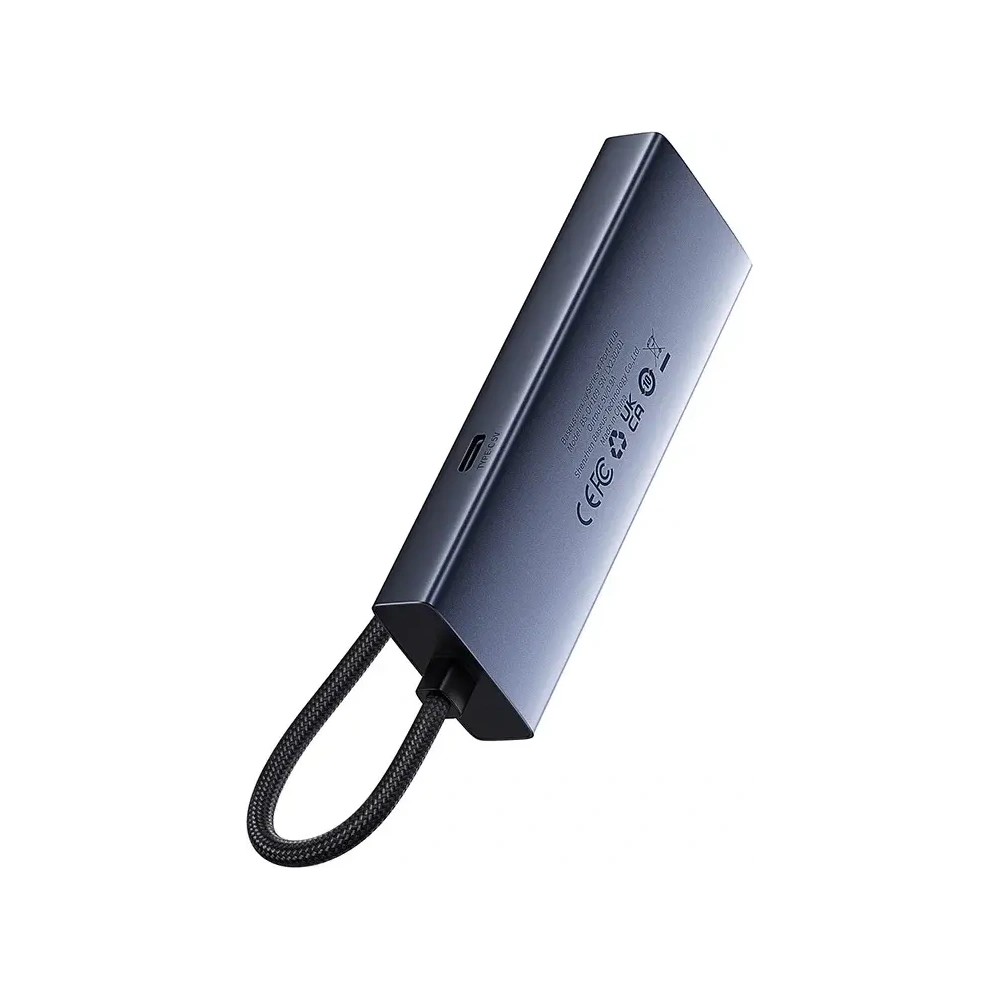 Baseus UltraJoy Series Lite Hub 4-Port USB-A / 3xUSB-A 3.0, RJ45, USB-C 5V (šedá)