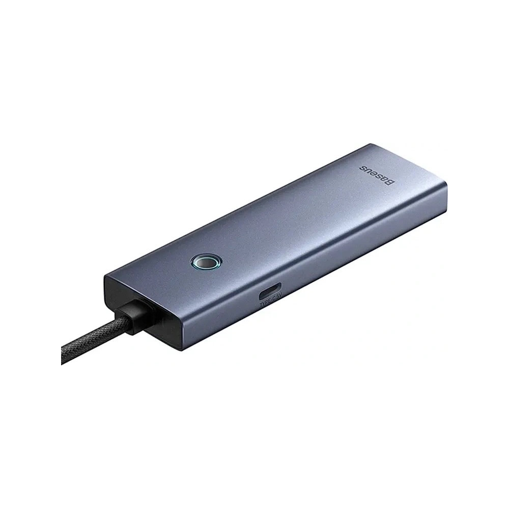 Baseus UltraJoy Series Lite Hub 4-Port USB-A / 3xUSB-A 3.0, RJ45, USB-C 5V (šedá)
