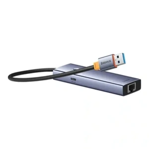 Baseus UltraJoy Series Lite Hub 4-Port USB-A / 3xUSB-A 3.0, RJ45, USB-C 5V (šedá)