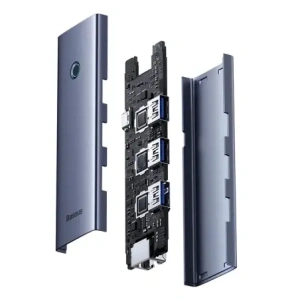Baseus UltraJoy Series Lite Hub 4-Port USB-A / 3xUSB-A 3.0, RJ45, USB-C 5V (šedá)