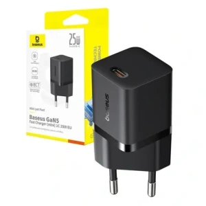 Baseus GaN5 Mini 1C 25W USB-C Zásuvková Nabíječka (černá)