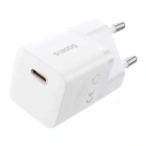 Baseus GaN5 Mini 1C 25W USB-C Nástěnná nabíječka (bílá)