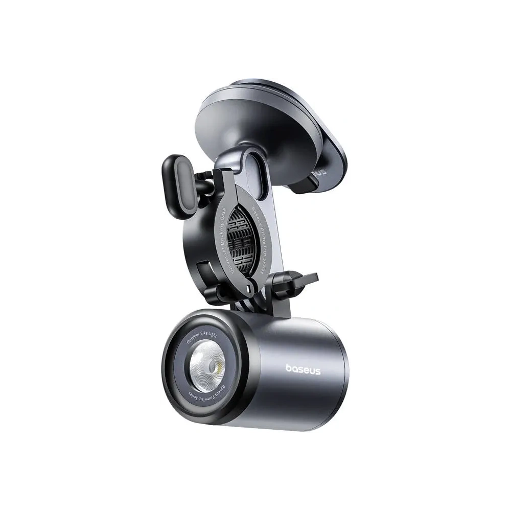 Baseus PrimeTrip suport pentru telefon 2 în 1 pentru bicicletă + lanternă USB-C de 600lm (neagră)