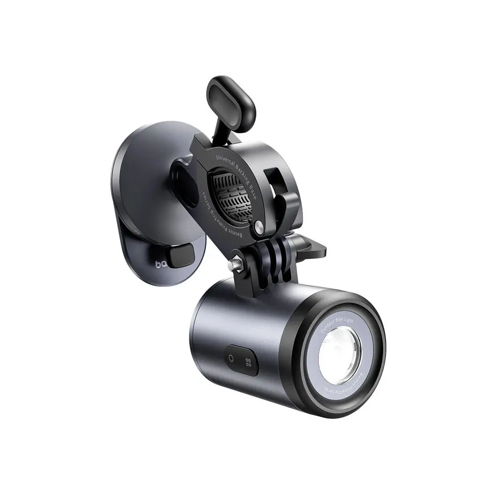 Baseus PrimeTrip suport pentru telefon 2 în 1 pentru bicicletă + lanternă USB-C de 600lm (neagră)