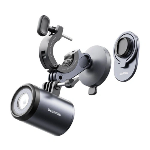 Uchwyt rowerowy Baseus PrimeTrip 2w1 uchwyt na telefon + latarka 600lm USB-C (czarny)