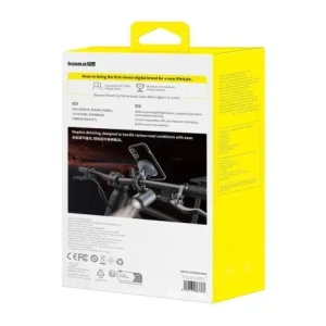 Baseus PrimeTrip suport pentru telefon 2 în 1 pentru bicicletă + lanternă USB-C de 600lm (neagră)