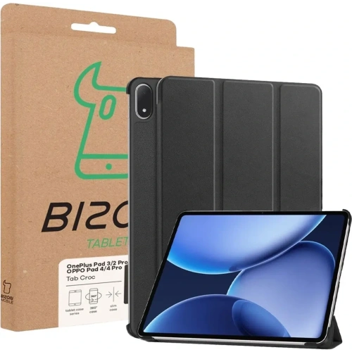 Etui z klapką Bizon Case Tab Croc do OnePlus Pad 3 / 2 Pro / OPPO Pad 4 / 4 Pro czarne