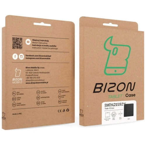 Etui z klapką Bizon Case Tab Croc do OnePlus Pad 3 / 2 Pro / OPPO Pad 4 / 4 Pro czarne