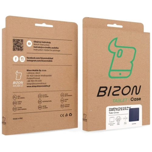 Etui z klapką Bizon Case Tab Croc do OnePlus Pad 3 / 2 Pro / OPPO Pad 4 / 4 Pro granatowe