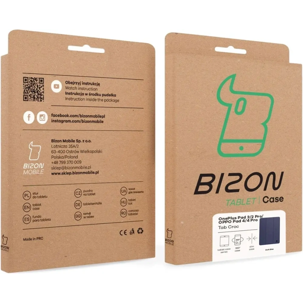Etui z klapką Bizon Case Tab Croc do OnePlus Pad 3 / 2 Pro / OPPO Pad 4 / 4 Pro granatowe