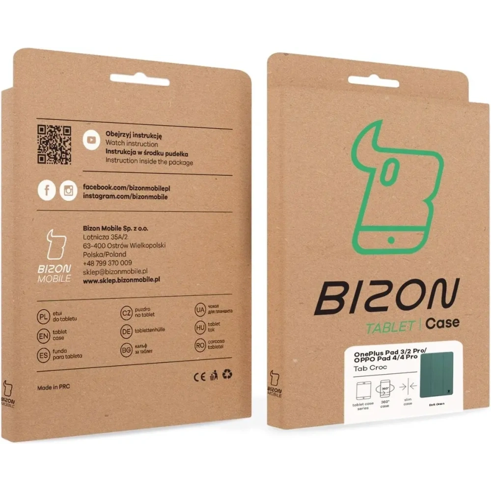 Etui z klapką Bizon Case Tab Croc do OnePlus Pad 3 / 2 Pro / OPPO Pad 4 / 4 Pro ciemnozielone