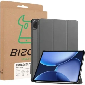 Etui z klapką Bizon Case Tab Croc do OnePlus Pad 3 / 2 Pro / OPPO Pad 4 / 4 Pro szare