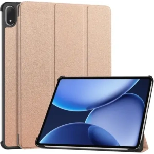 Etui z klapką Bizon Case Tab Croc do OnePlus Pad 3 / 2 Pro / OPPO Pad 4 / 4 Pro różowozłote