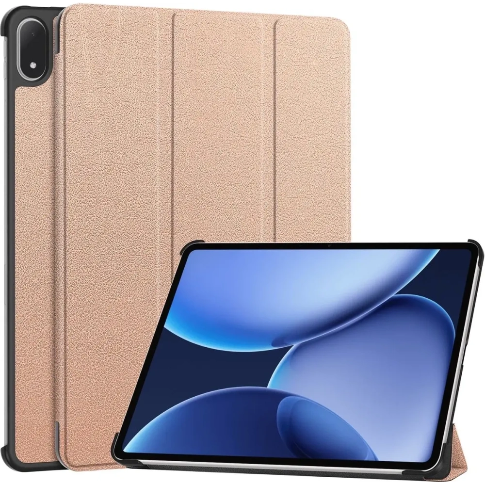 Etui z klapką Bizon Case Tab Croc do OnePlus Pad 3 / 2 Pro / OPPO Pad 4 / 4 Pro różowozłote