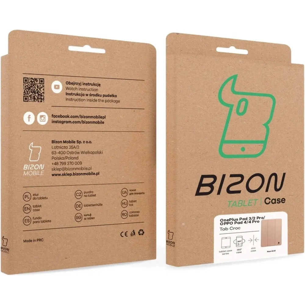 Etui z klapką Bizon Case Tab Croc do OnePlus Pad 3 / 2 Pro / OPPO Pad 4 / 4 Pro różowozłote