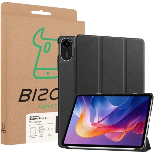 Etui z klapką Bizon Case Tab Croc do Xiaomi Redmi Pad 2 czarne