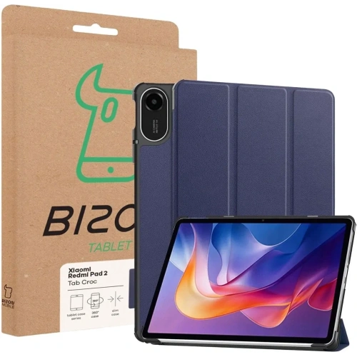 Etui z klapką Bizon Case Tab Croc do Xiaomi Redmi Pad 2 granatowe