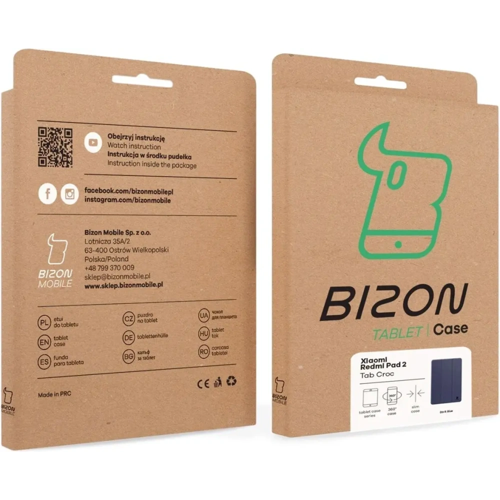 Etui z klapką Bizon Case Tab Croc do Xiaomi Redmi Pad 2 granatowe