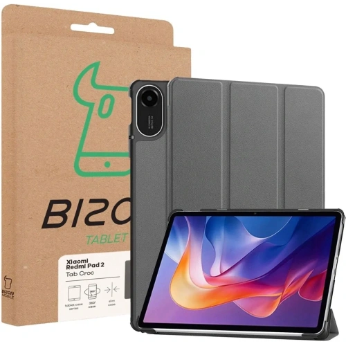 Etui z klapką Bizon Case Tab Croc do Xiaomi Redmi Pad 2 szare
