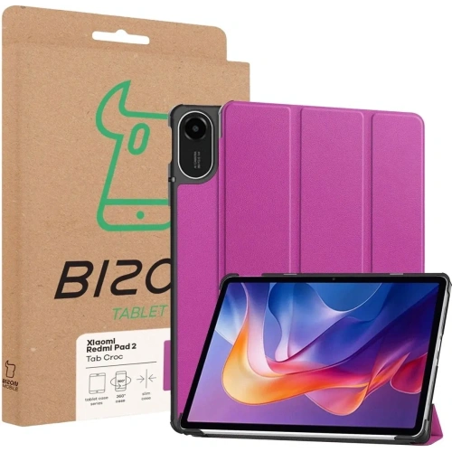 Etui z klapką Bizon Case Tab Croc do Xiaomi Redmi Pad 2 fioletowe