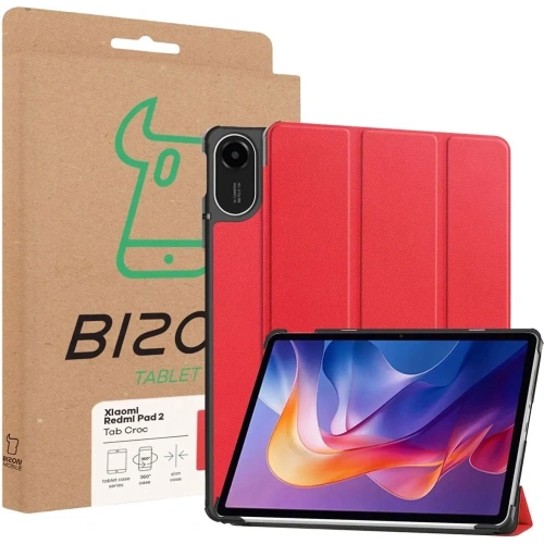 Etui z klapką Bizon Case Tab Croc do Xiaomi Redmi Pad 2 czerwone