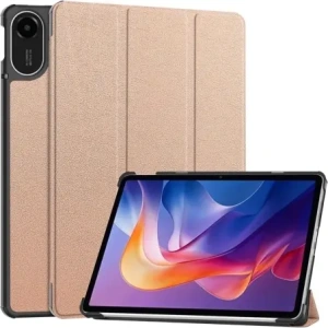 Etui z klapką Bizon Case Tab Croc do Xiaomi Redmi Pad 2 różowozłote