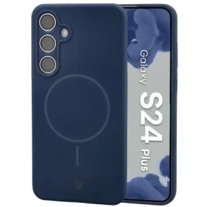 Silikonowe etui z pierścieniem magnetycznym Bizon Soft Case Magnetic do Samsung Galaxy S24+ Plus granatowe