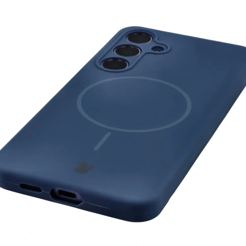 Silikonowe etui z pierścieniem magnetycznym Bizon Soft Case Magnetic do Samsung Galaxy S24+ Plus granatowe