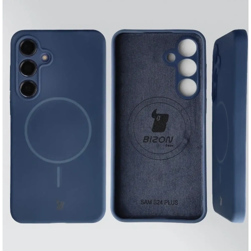 Silikonowe etui z pierścieniem magnetycznym Bizon Soft Case Magnetic do Samsung Galaxy S24+ Plus granatowe