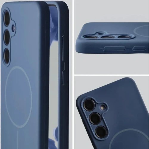 Silikonowe etui z pierścieniem magnetycznym Bizon Soft Case Magnetic do Samsung Galaxy S24+ Plus granatowe