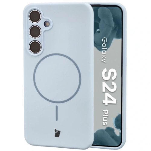 Silikonowe etui z pierścieniem magnetycznym Bizon Soft Case Magnetic do Samsung Galaxy S24+ Plus błękitne