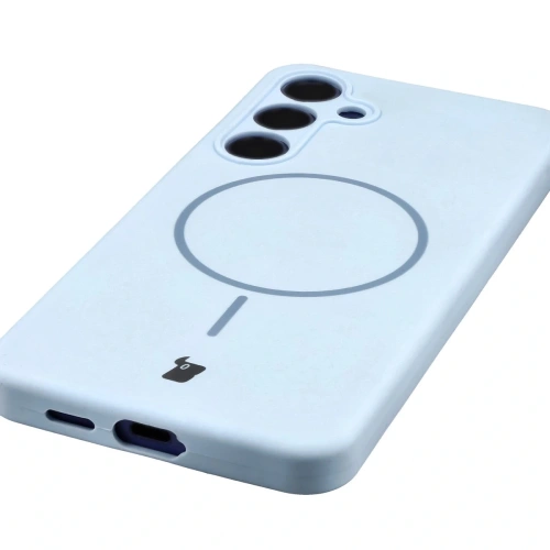 Silikonowe etui z pierścieniem magnetycznym Bizon Soft Case Magnetic do Samsung Galaxy S24+ Plus błękitne