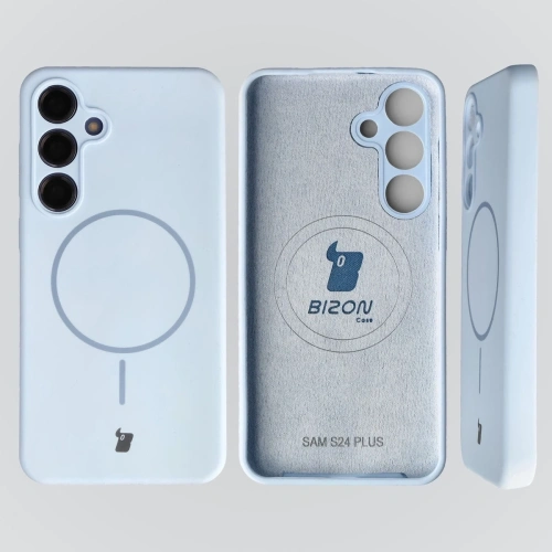 Silikonowe etui z pierścieniem magnetycznym Bizon Soft Case Magnetic do Samsung Galaxy S24+ Plus błękitne