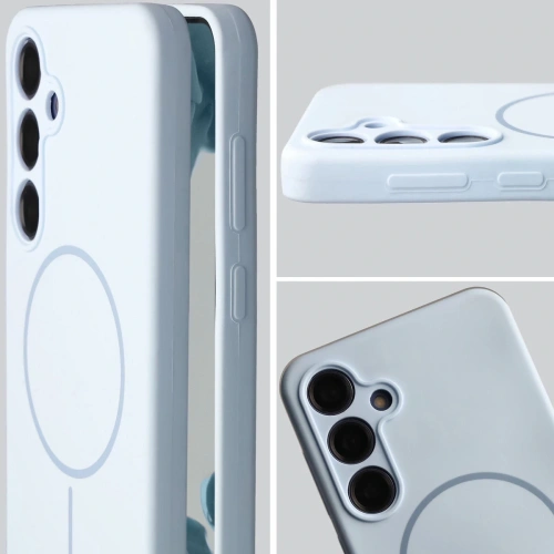 Silikonowe etui z pierścieniem magnetycznym Bizon Soft Case Magnetic do Samsung Galaxy S24+ Plus błękitne