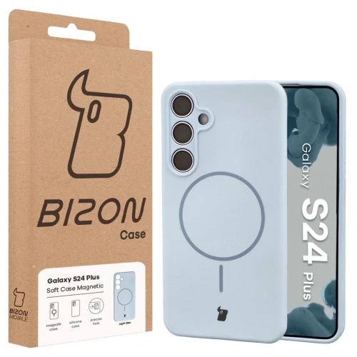 Silikonowe etui z pierścieniem magnetycznym Bizon Soft Case Magnetic do Samsung Galaxy S24+ Plus błękitne