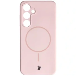 Silikonowe etui z pierścieniem magnetycznym Bizon Soft Case Magnetic do Samsung Galaxy S24+ Plus jasnoróżowe