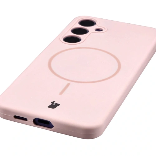 Silikonowe etui z pierścieniem magnetycznym Bizon Soft Case Magnetic do Samsung Galaxy S24+ Plus jasnoróżowe