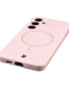 Silikonowe etui z pierścieniem magnetycznym Bizon Soft Case Magnetic do Samsung Galaxy S24+ Plus jasnoróżowe